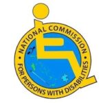 Logo of the National Commission for Persons with Disabilities, circular badge with a stylized figure over a globe.