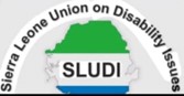 Logo for SLUDI — Sierra Leone Union on Disability Issues, featuring a green map outline and a blue banner.